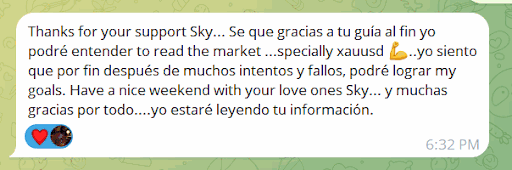 Message thanking Sky for the videos and reels