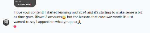 Message wishing Sky well and encouraging her to keep going